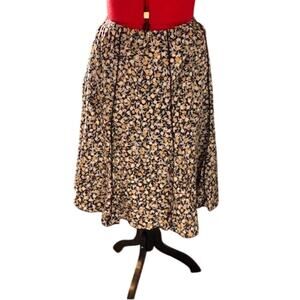 CJ Banks Plus 2X Lined Floral Midi Skirt – A‑Line Cottagecore Boho Pull‑…